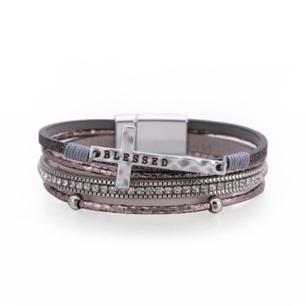 Leather Magnetic Blessed Bracelet Various Colors - Picture 4 of 6